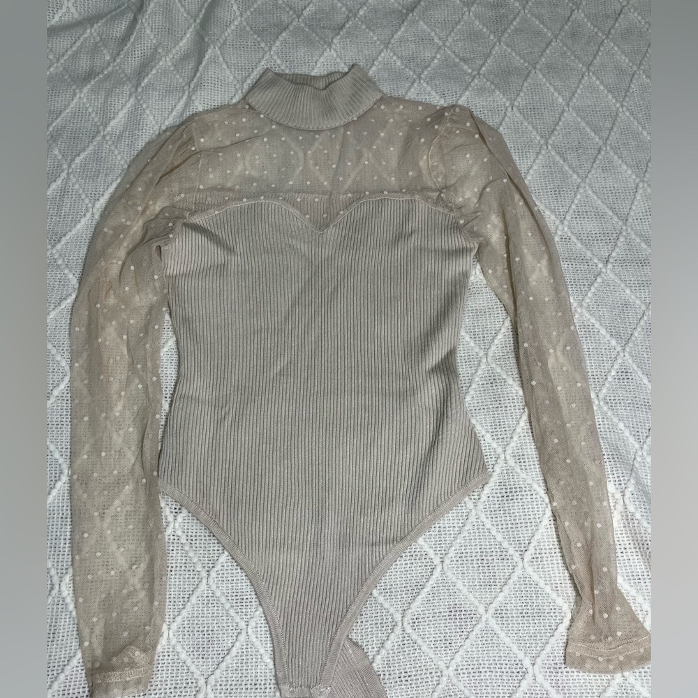 Almost Famous Cream Sheer Bodysuit